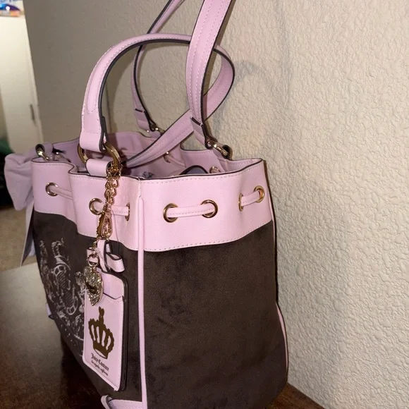 Juicy Couture Classic Scotty Daydreamer Tote Pink Brown Crown Crest Bag NWT Y2K - Picture 5 of 7